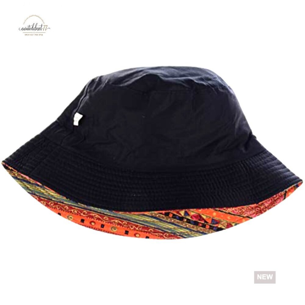 Reversible Packable Cotton Bucket Hat Sun Protection One Size - Picture 3 of 4